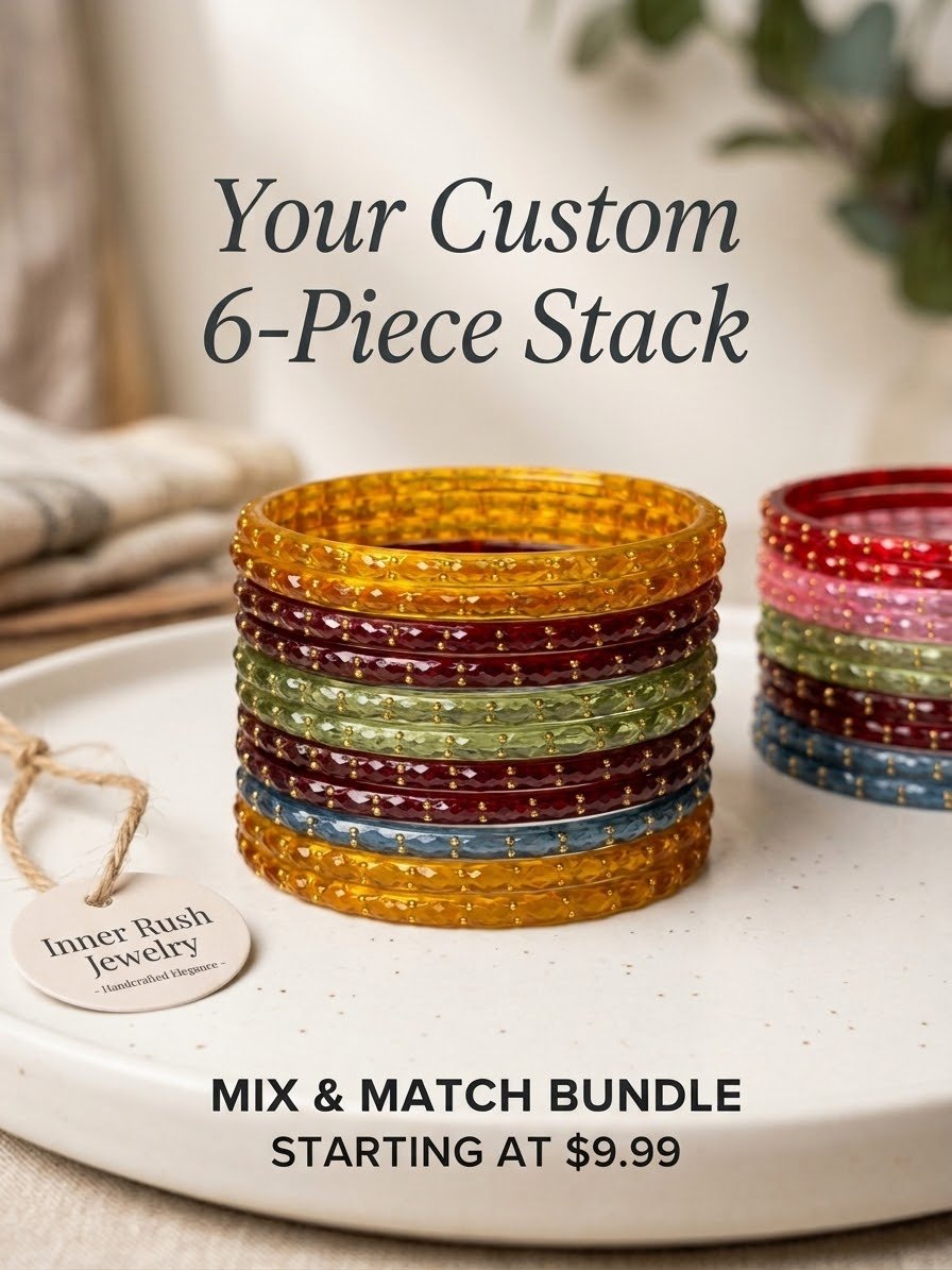 Build Your Stack: Custom 6-Piece Handcrafted Indian Glass Bangle Bundle