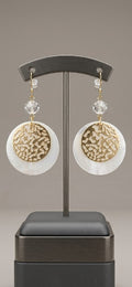 18k Gold Plated Round Shell Beaded Earrings