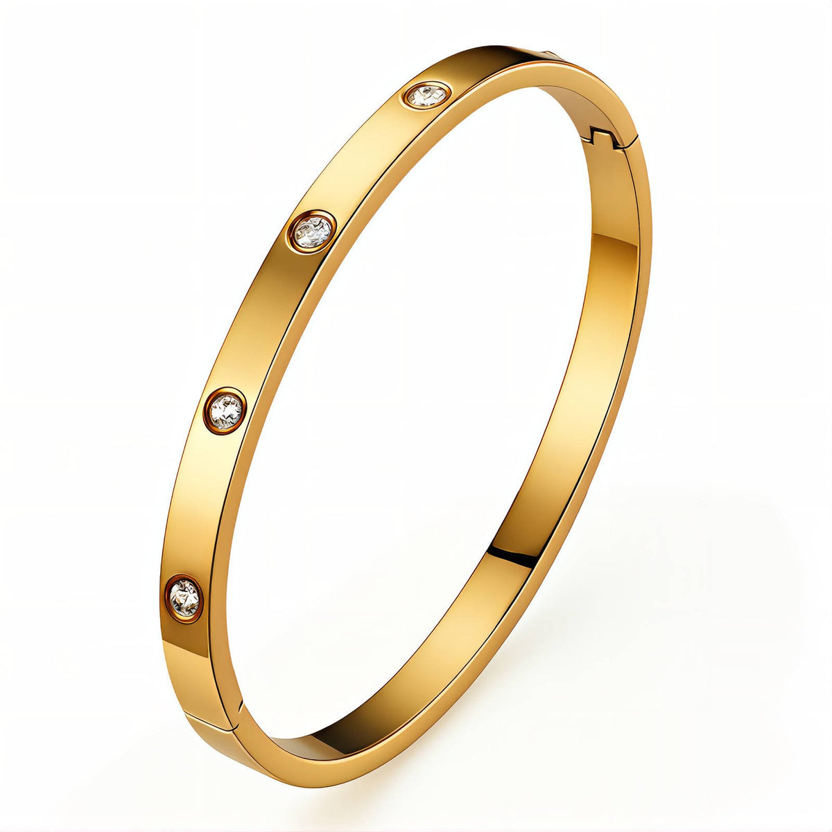 PVD Gold-Plated Stainless Steel w/CZ Bracelet
