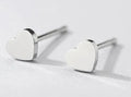 Silver Stainless Steel Heart Stud Earrings