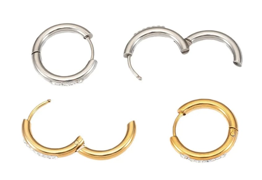 Silver Stainless Steel Waterproof Hoop Earrings