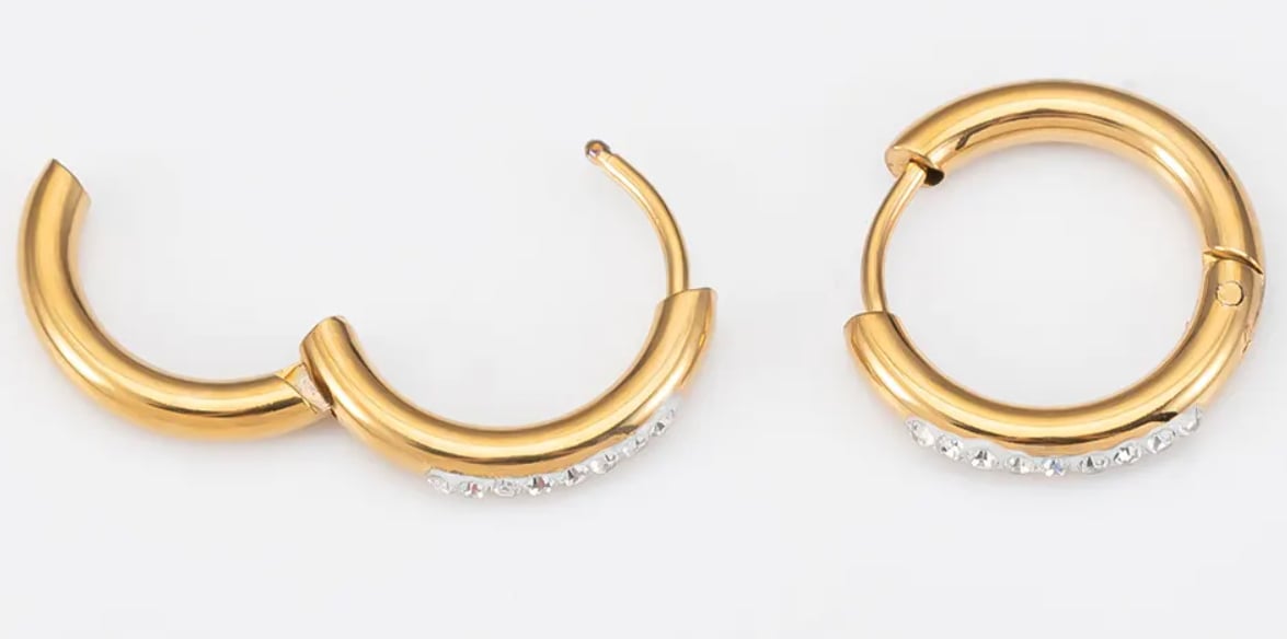 Stainless Steel Waterproof 18k Gold Plated Hoop Earrings