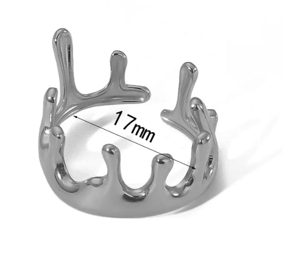 Silver Stainless Steel Geometric Open Ring