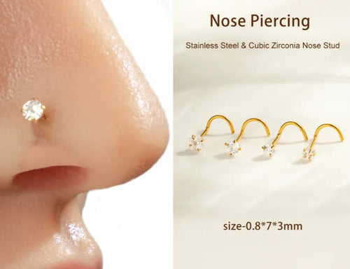 18k Gold Plated Cz Five-Pointed Star Nose Ring
