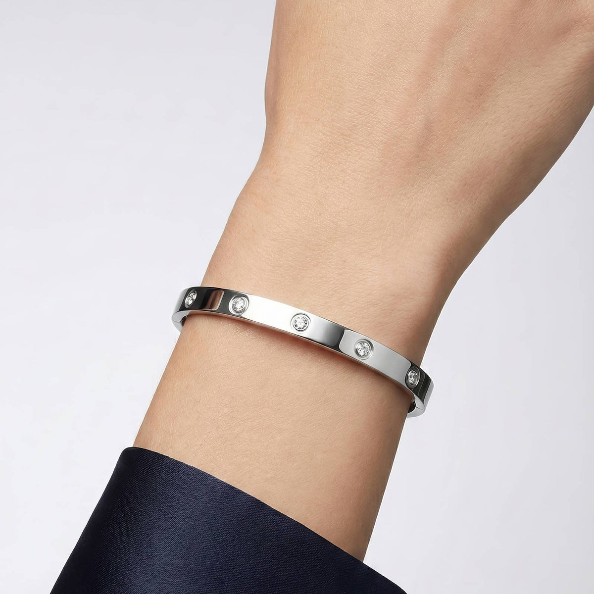Silver Stainless Steel w/CZ Bracelet