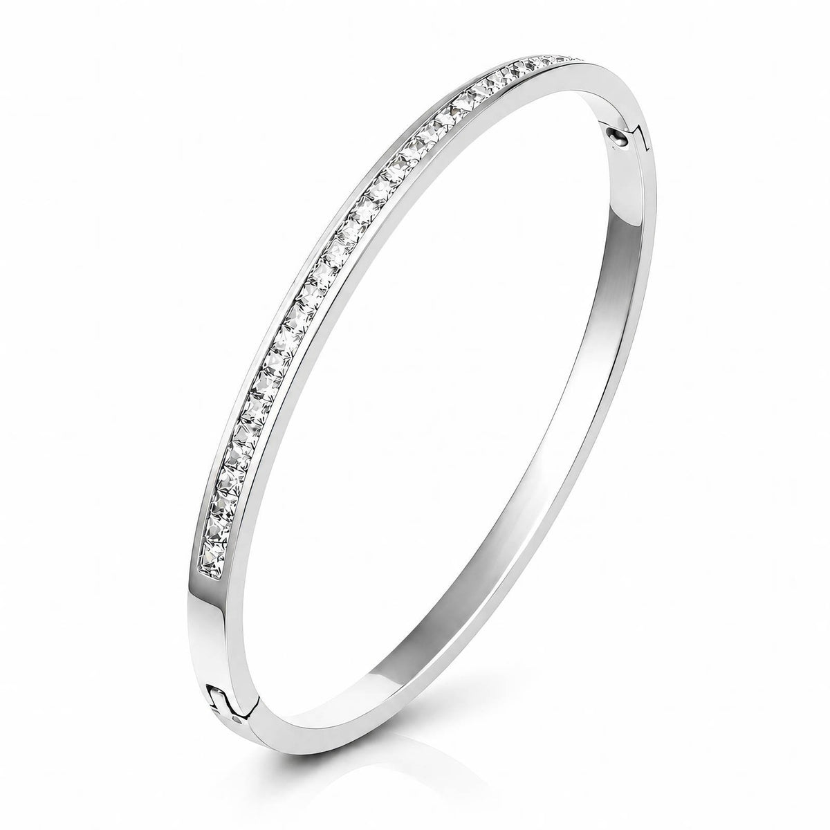 Silver Wrap CZ Stainless Steel Bracelet