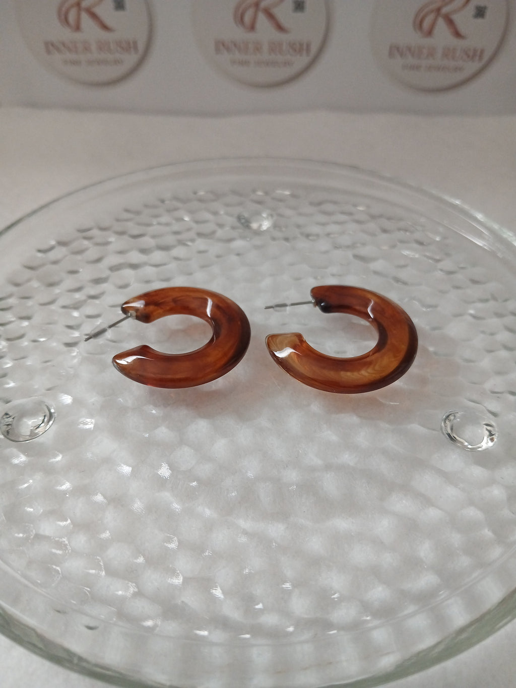 Amber Jade Crescent Earrings