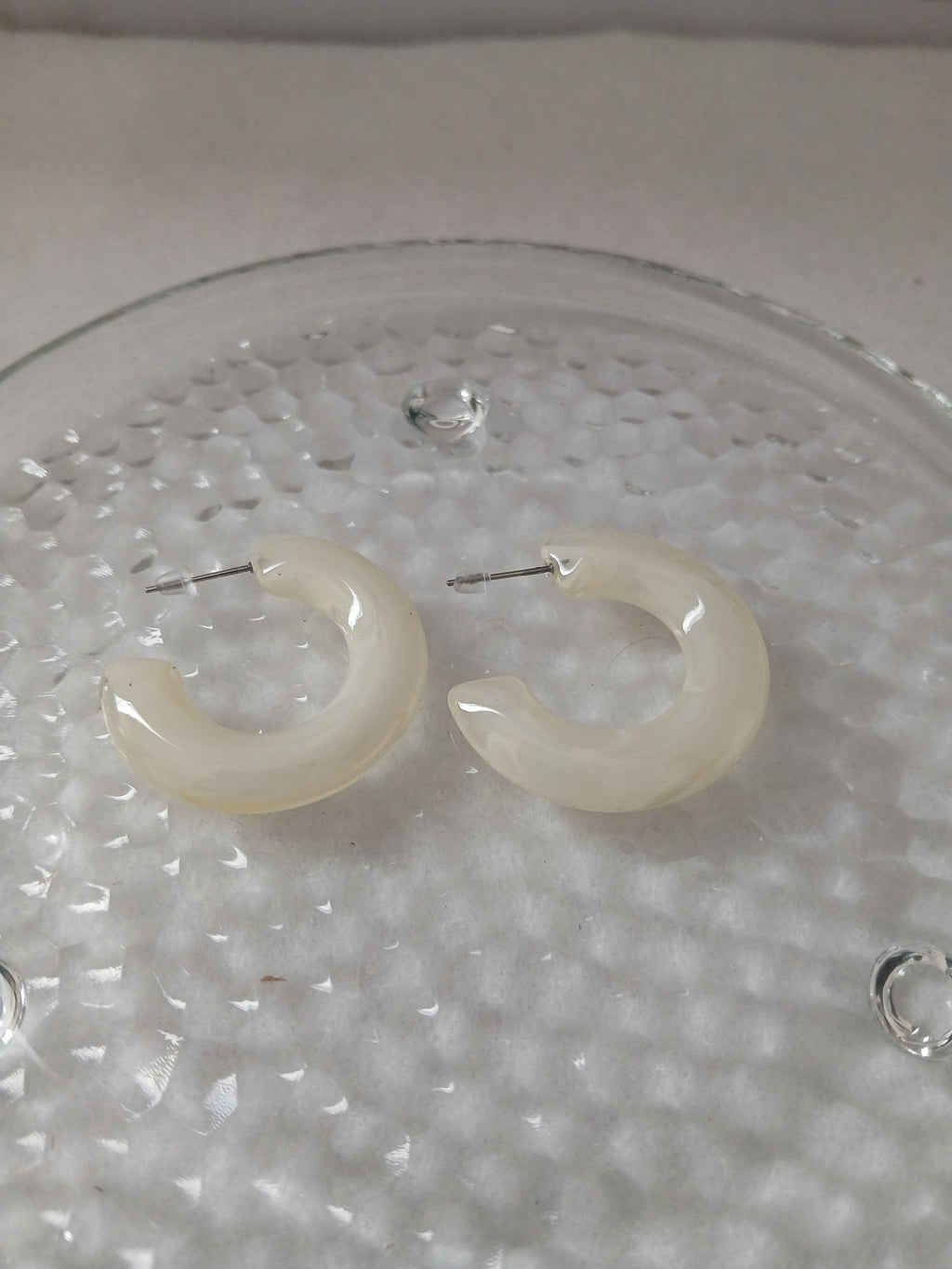 White Jade Crescent Earrings