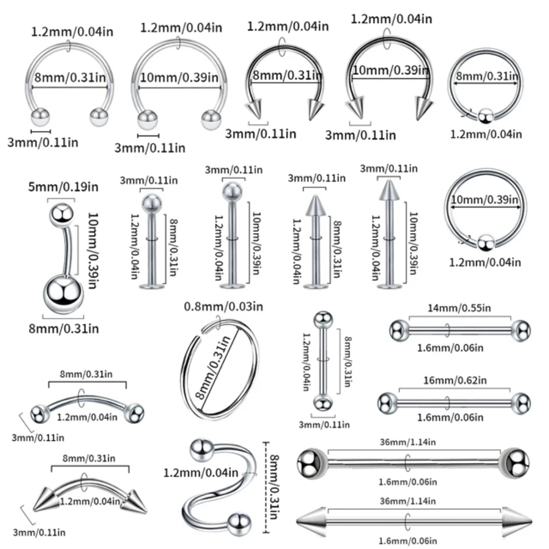 Silver Stainless Steel Body Jewelry