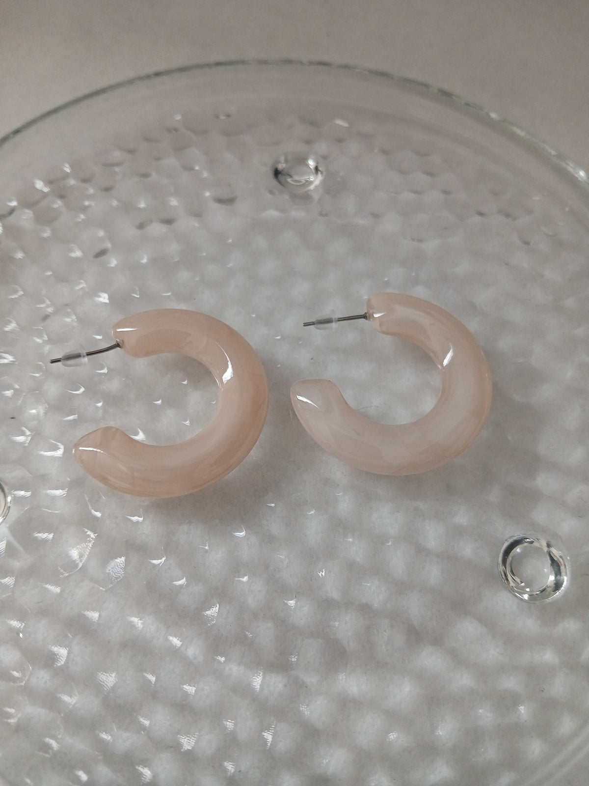 Cream Jade Crescent Earrings