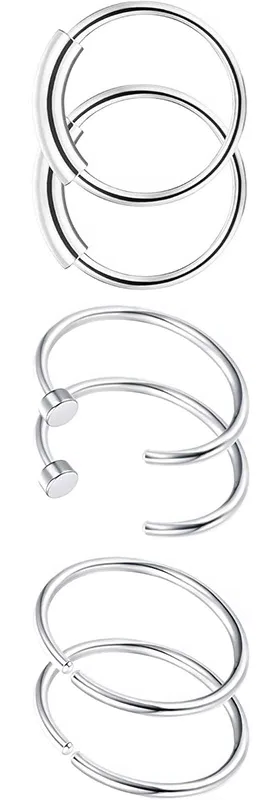 Silver Stainless Steel Nose Hoops
