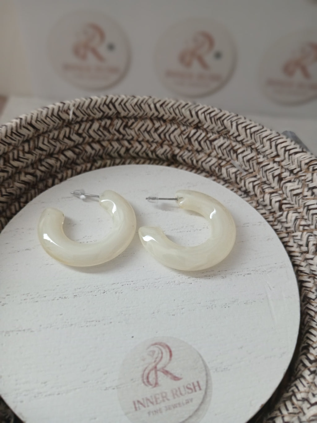 White Jade Crescent Earrings