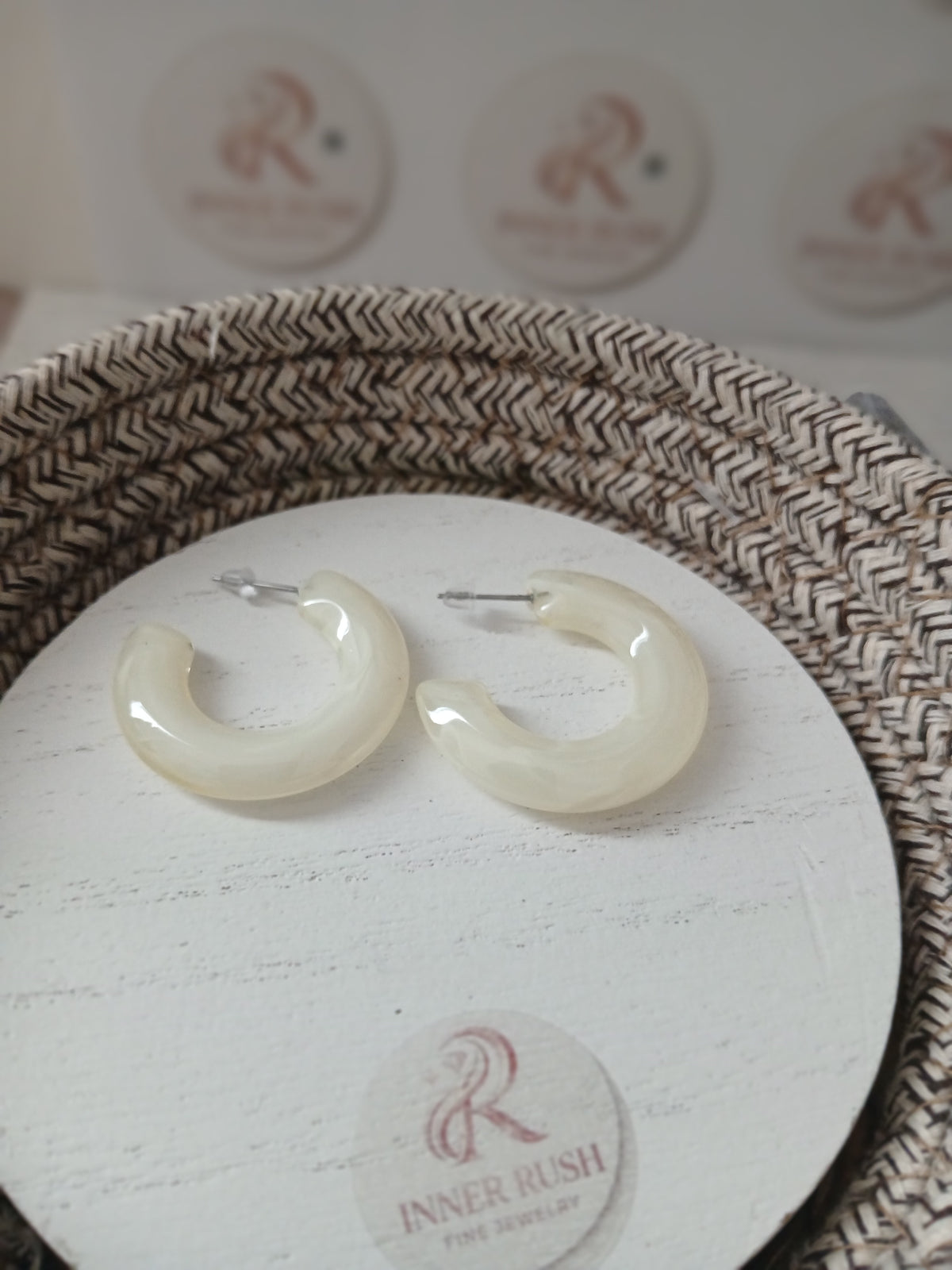 White Jade Crescent Earrings