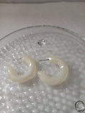 White Jade Crescent Earrings