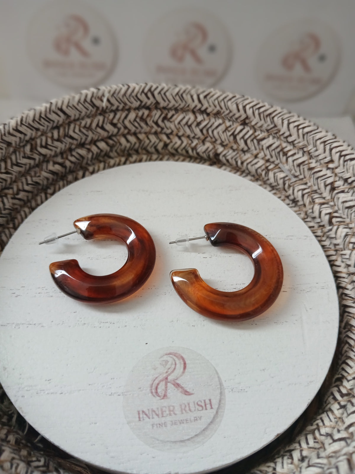 Amber Jade Crescent Earrings