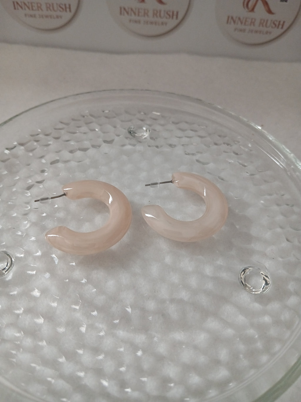 Cream Jade Crescent Earrings