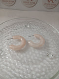 Cream Jade Crescent Earrings