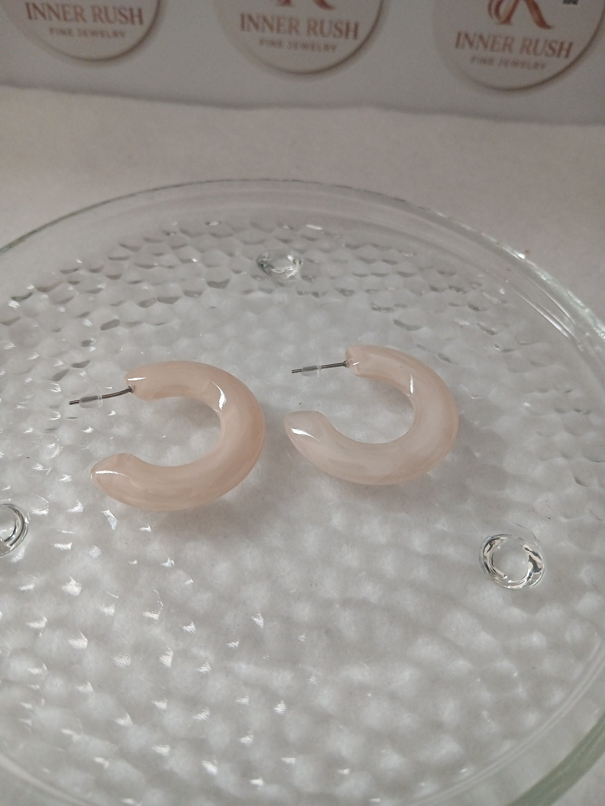Cream Jade Crescent Earrings