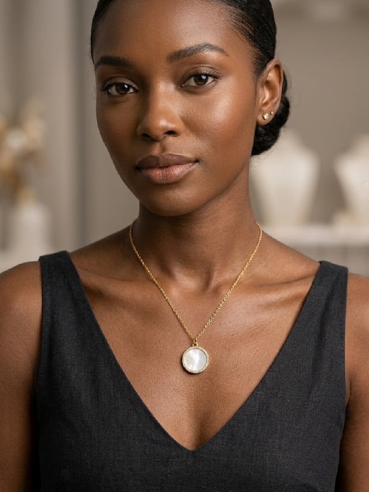 Shell Rhinestone Gold Necklace
