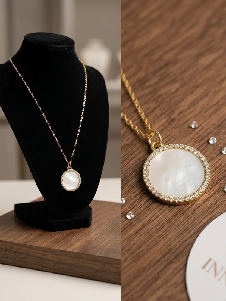 Shell Rhinestone Gold Necklace