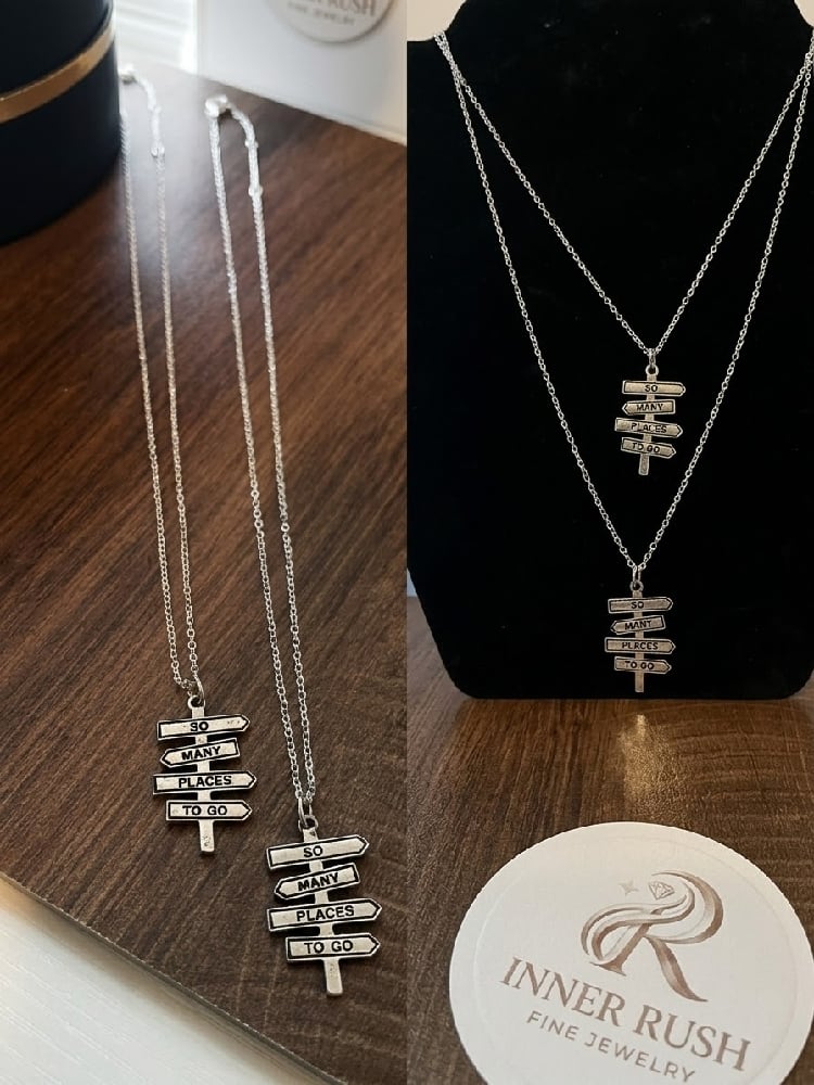 So Many Directions Silver Metal Necklace