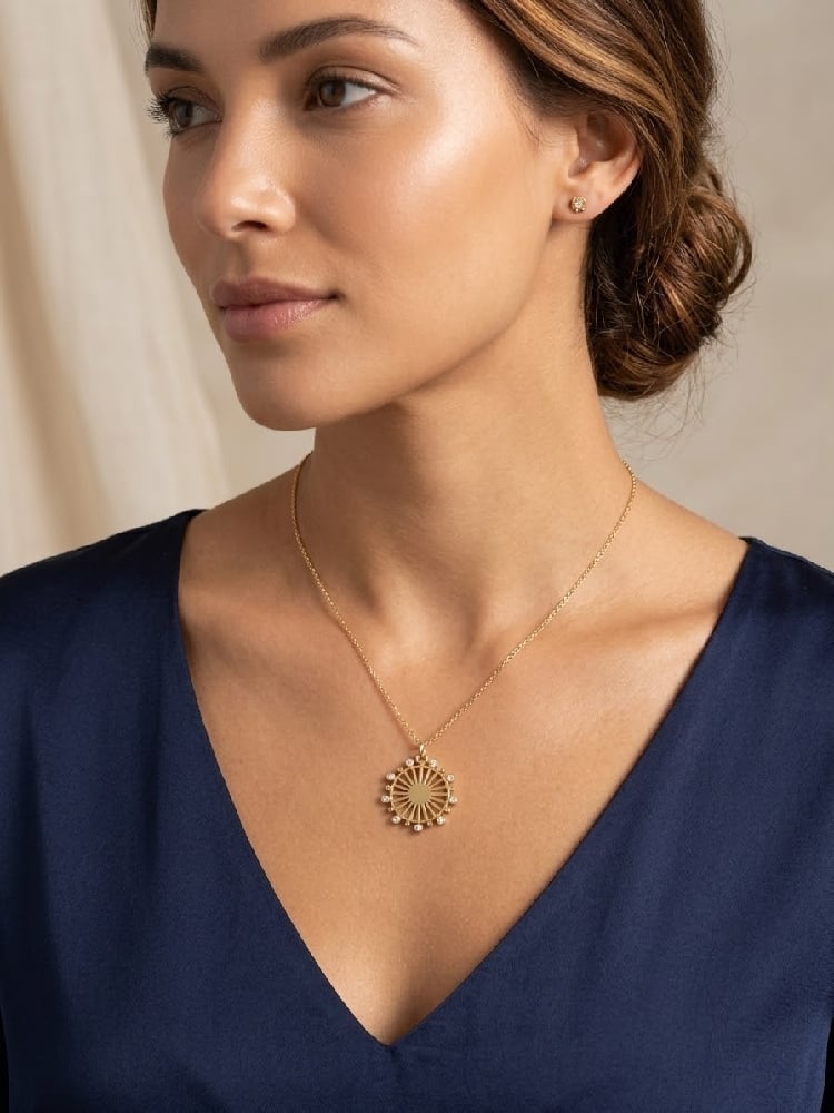 Sunburst Gold Metal  Necklace